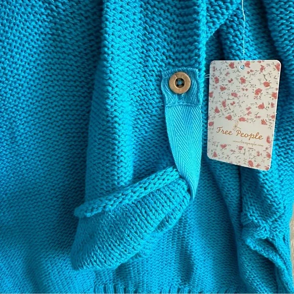 Free People Women's Firefly Knit Tunic Oversized Sweater Surf Blue XS NWT Boho - Picture 10 of 16